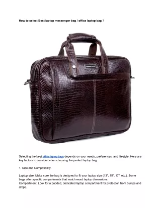 How to select Best laptop messenger bag _ office laptop bag