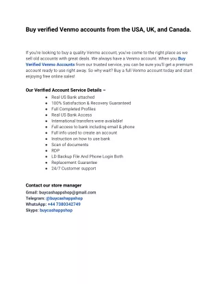 Safe & Secure Way To Buy Verified Venmo Accounts