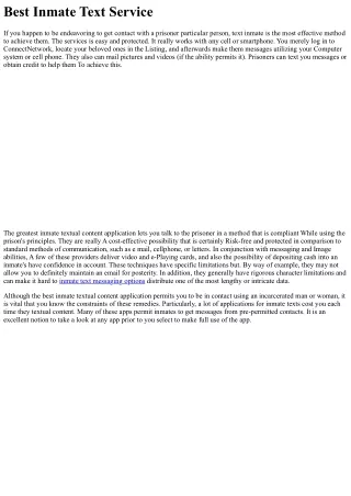Ideal Inmate Textual content Company
