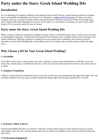 Party under the Stars Greek Island Wedding DJs