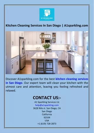 Kitchen Cleaning Services In San Diego  A1sparkling.com