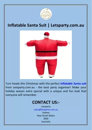 Inflatable Santa Suit  Letsparty.com.au