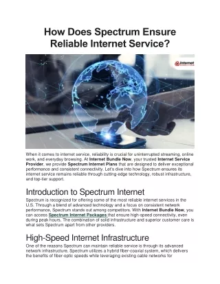 How Does Spectrum Ensure Reliable Internet Service