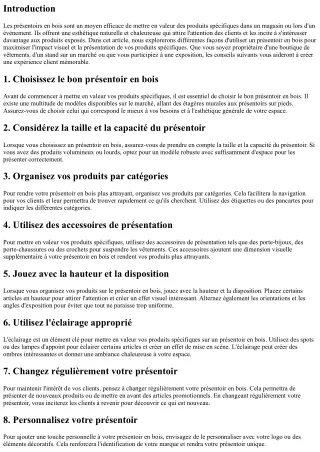 Comment utiliser un présentoir en bois pour mettre en valeur des produits spécif