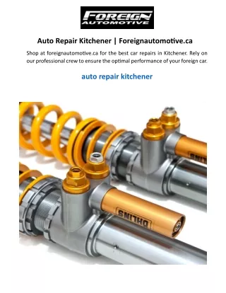 Auto Repair Kitchener  Foreignautomotive.ca