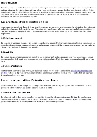 Les astuces pour attirer l'attention des clients avec un présentoir en bois lors