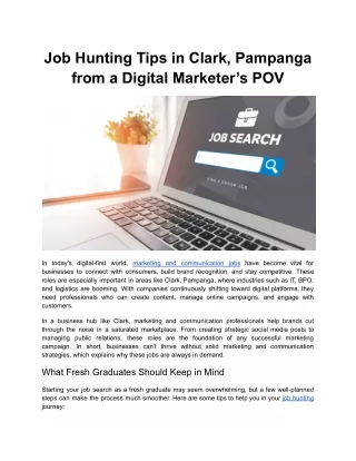 Job Hunting Tips in Clark, Pampanga from a Digital Marketer’s POV