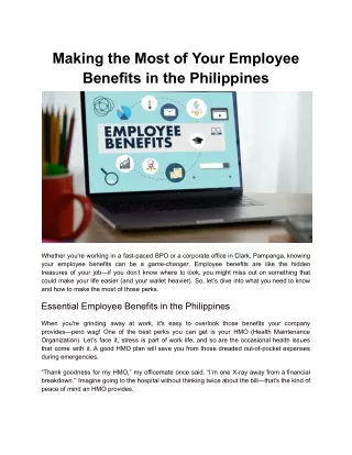 Making the Most of Your Employee Benefits in the Philippines