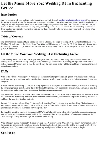 Let the Music Move You Wedding DJ in Enchanting Greece