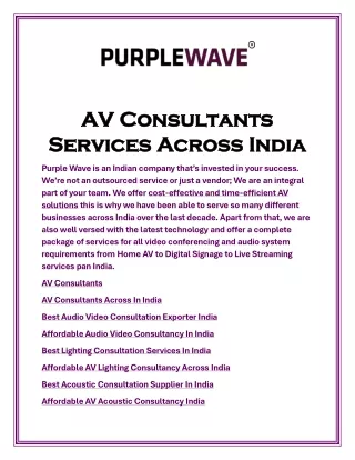 AV Consultants Services Across India