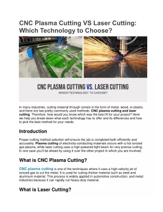 CNC Plasma Cutting VS Laser Cutting