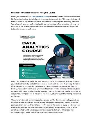 Enhance Your Career with Data Analytics Course