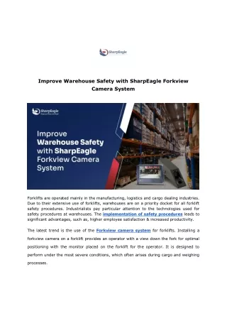 Improve Warehouse Safety with SharpEagle Forkview Camera System