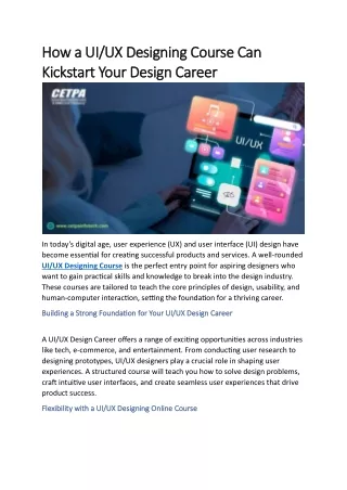 How a UI UX Designing Course Can Kickstart Your Design Career