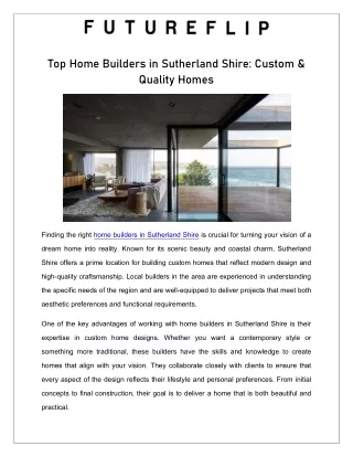 Top Home Builders in Sutherland Shire
