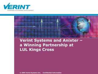 Verint Systems and Anixter – a Winning Partnership at LUL Kings Cross