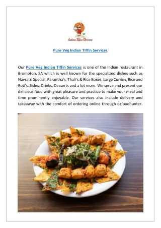 Pure Veg Indian Tiffin Services Brompton Menu | Order Online