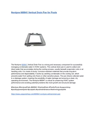 Nordyne 669941 Vertical Drain Pan for Pools