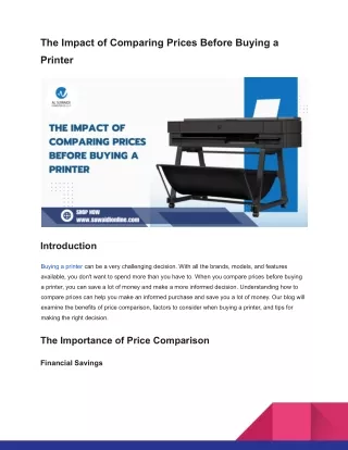The Impact of Comparing Prices Before Buying a Printer