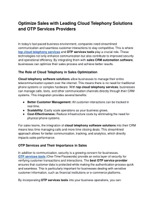 Optimize Sales with Leading Cloud Telephony Solutions and OTP Services Providers - Google Docs