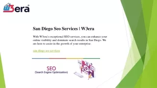 San Diego Seo Services  W3era