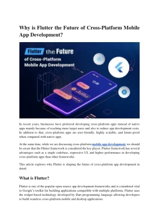 Why is Flutter the Future of Cross-Platform Mobile App Development?