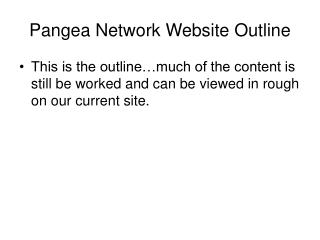 Pangea Network Website Outline