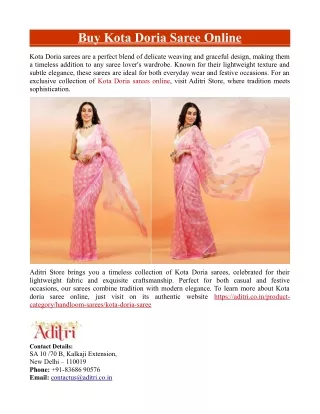 Buy Kota Doria Saree Online