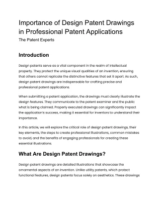 Importance of Design Patent Drawings in Professional Patent Applications