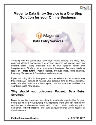 Magento Data Entry Service is a One Stop Solution for your Online Business