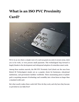 What is an ISO PVC Proximity Card?
