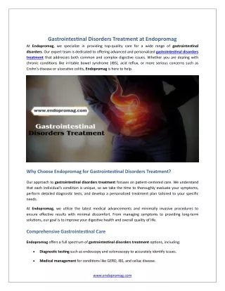 Gastrointestinal Disorders Treatment at Endopromag