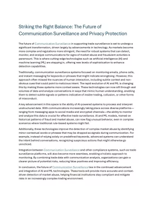 Striking the Right Balance: The Future of Communication Surveillance and Privacy