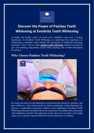 Discover the Power of Painless Teeth Whitening at Everbrite Teeth Whitening