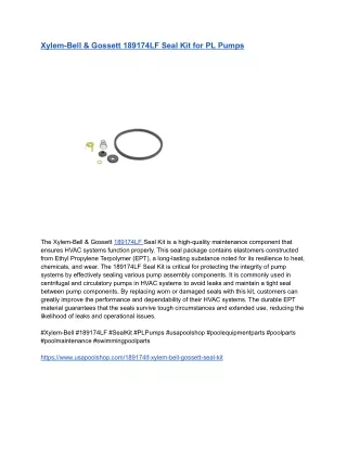 Xylem-Bell & Gossett 189174LF Seal Kit for PL Pumps
