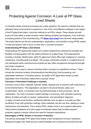Protecting Against Corrosion: A Look at PP Glass Lined Sheets