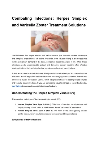Combating Infections_ Herpes Simplex and Varicella Zoster Treatment Solutions