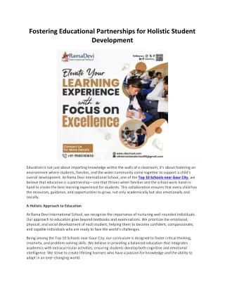 Fostering Educational Partnerships for Holistic Student Development