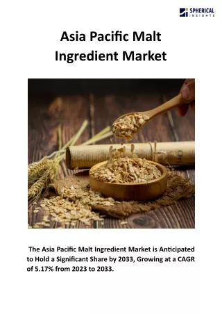 Asia Pacific Malt Ingredient Market