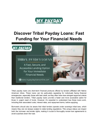 Tribal Payday Loans: A Quick and Reliable Financial Solution