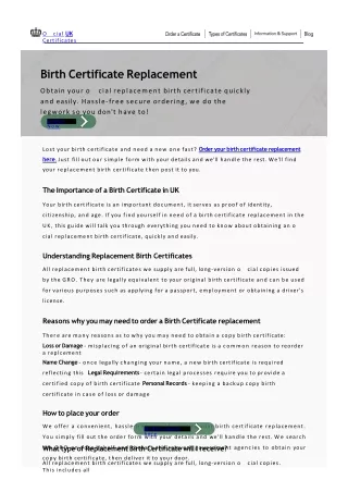 Birth Certificate Replacement