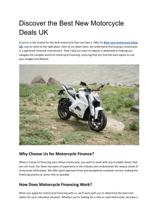 Discover the Best new motorcycle deals UK