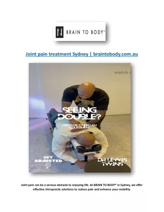 Joint pain treatment Sydney | braintobody.com.au