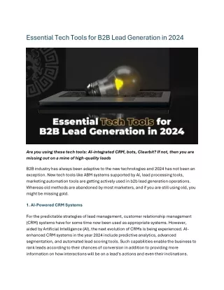 Essential Tech Tools for B2B Lead Generation in 2024