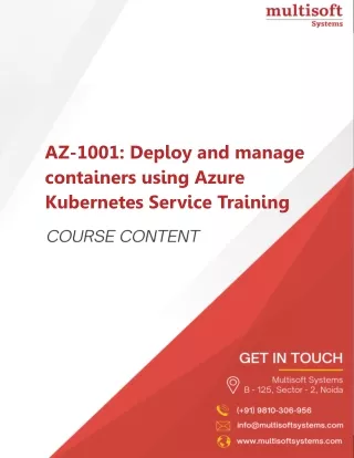 AZ-1001: Deploy and manage containers using Azure Kubernetes Service Training