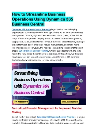 Dynamics 365 Business Central Training | D365 Business Central Training