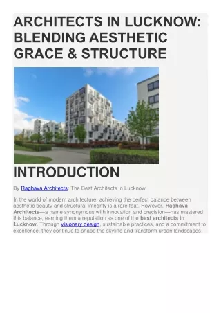 ARCHITECTS IN LUCKNOW BLENDING AESTHETIC GRACE & STRUCTURE