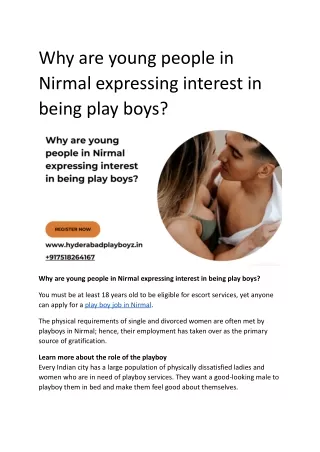 Why are young people in Nirmal expressing interest in being play boys_