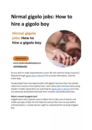 Nirmal gigolo jobs_ How to hire a gigolo boy