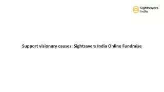 Support visionary causes Sightsavers India Online Fundraise